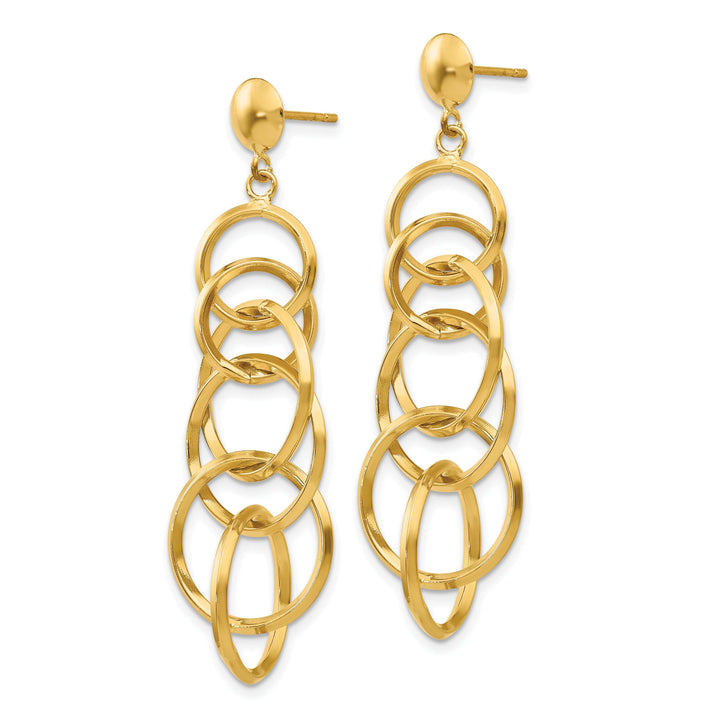 Lovely Rita's Earrings 14K Yellow Gold Vintage Polished 14mm Circle Drop Post Earrings