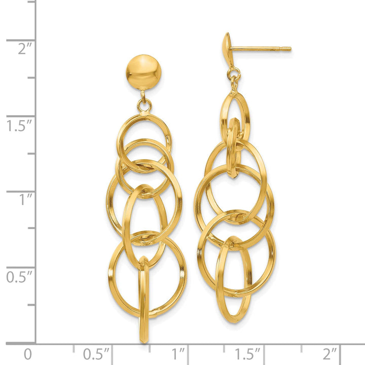 Lovely Rita's Earrings 14K Yellow Gold Vintage Polished 14mm Circle Drop Post Earrings