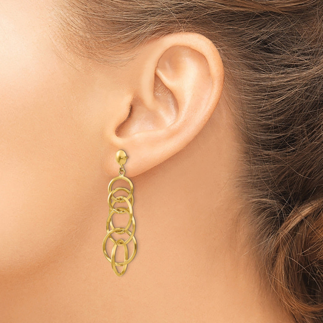 Lovely Rita's Earrings 14K Yellow Gold Vintage Polished 14mm Circle Drop Post Earrings