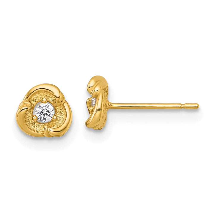 Lovely Rita's Earrings 14K Yellow Gold Vintage Polished 6mm Fancy CZ Post Earrings