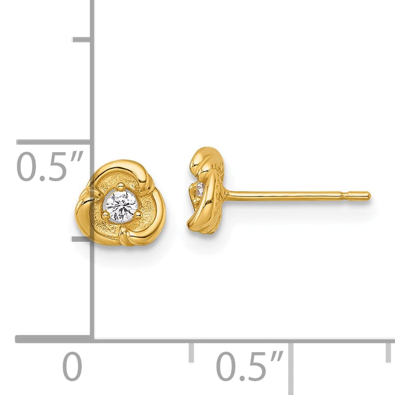 Lovely Rita's Earrings 14K Yellow Gold Vintage Polished 6mm Fancy CZ Post Earrings