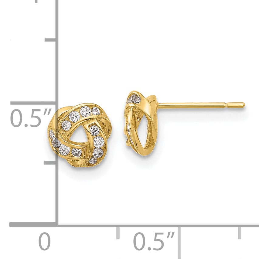 Lovely Rita's Earrings 14K Yellow Gold Vintage Polished 7mm CZ Love Knot Post Earrings