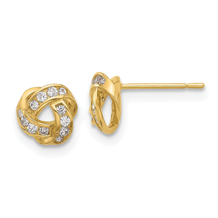 Lovely Rita's Earrings 14K Yellow Gold Vintage Polished 7mm CZ Love Knot Post Earrings