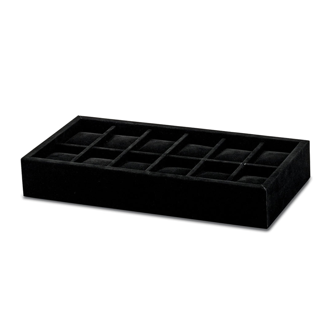 Luxury Giftware Black Faux Suede 12 Watch Tray to fit JJG1112, JJG1133, JJG1180, JJG2000 Includes 2 Stop Bars for Box