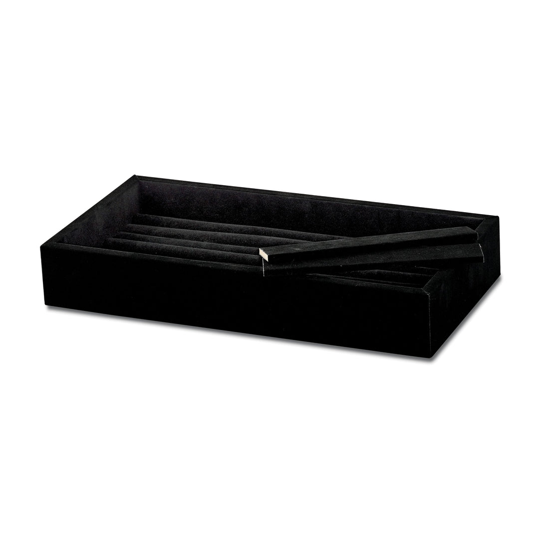Luxury Giftware Black Faux Suede Ring Tray to fit JJG1112, JJG1133, JJG1180, JJG2000 Includes 2 Stop Bars for Box