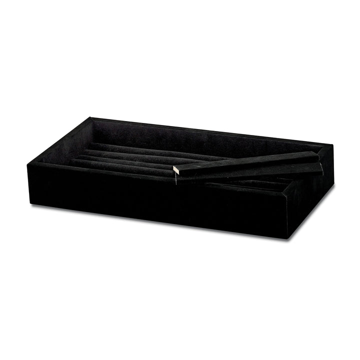 Luxury Giftware Black Faux Suede Ring Tray to fit JJG1112, JJG1133, JJG1180, JJG2000 Includes 2 Stop Bars for Box