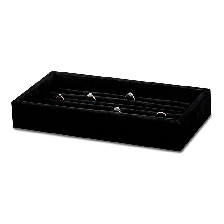 Luxury Giftware Black Faux Suede Ring Tray to fit JJG1112, JJG1133, JJG1180, JJG2000 Includes 2 Stop Bars for Box