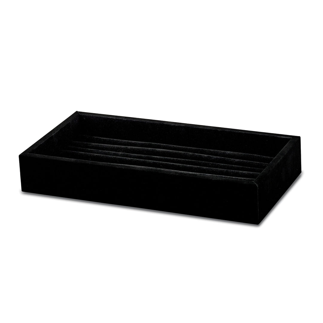 Luxury Giftware Black Faux Suede Ring Tray to fit JJG1112, JJG1133, JJG1180, JJG2000 Includes 2 Stop Bars for Box