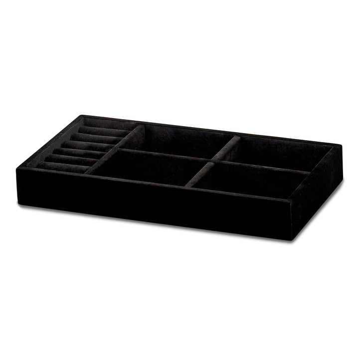 Luxury Giftware Multipurpose 4 slot Black Faux Suede Tray with Ring Roll fits JJG353 and JJG1149 Includes 2 Stop Bars for Box