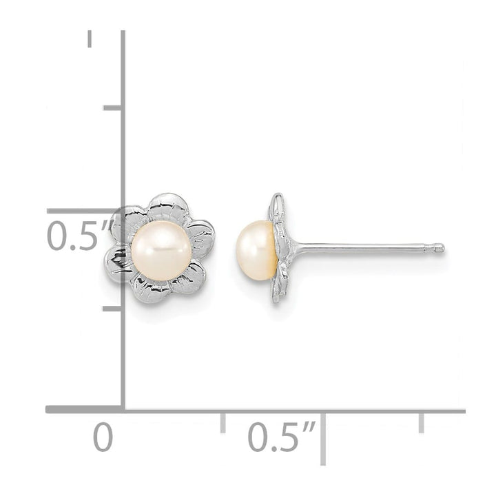 Madi K 14K White Gold 3-4mm Freshwater Pearl Flower Post Earrings