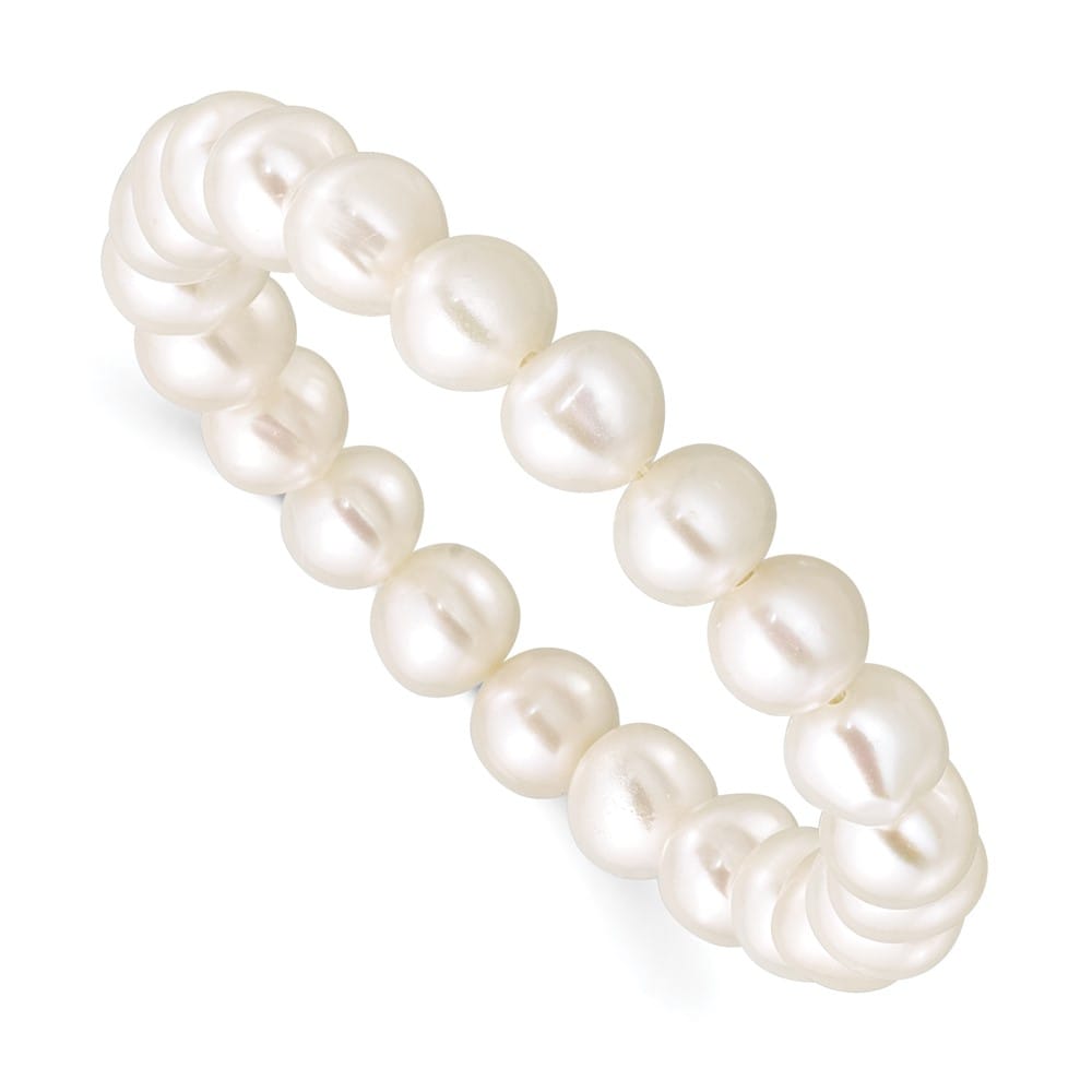 Madi K 5-6mm White Semi-Round Freshwater Pearl Xsmall Stretch Bracelet