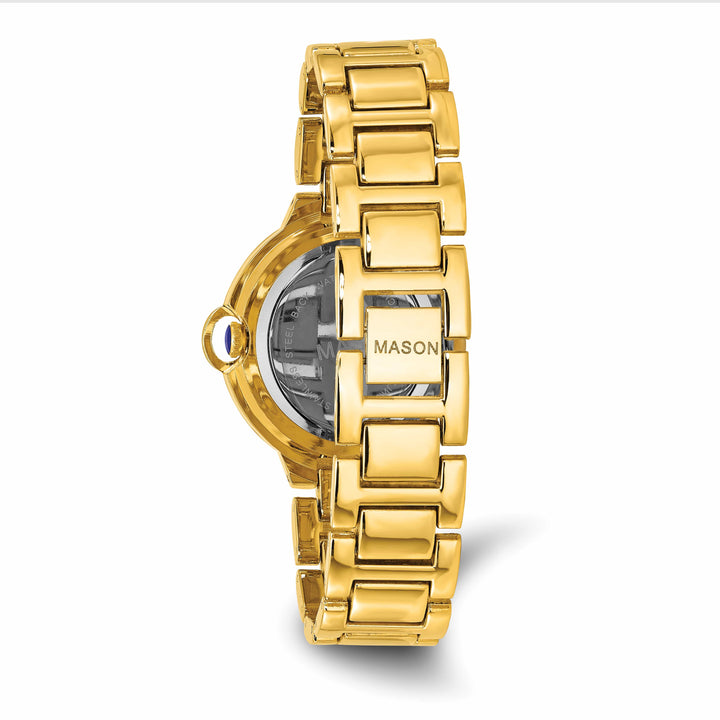 Mason Sales Ladies Black IP Skeleton Quartz Mesh Band 37 mm Watch