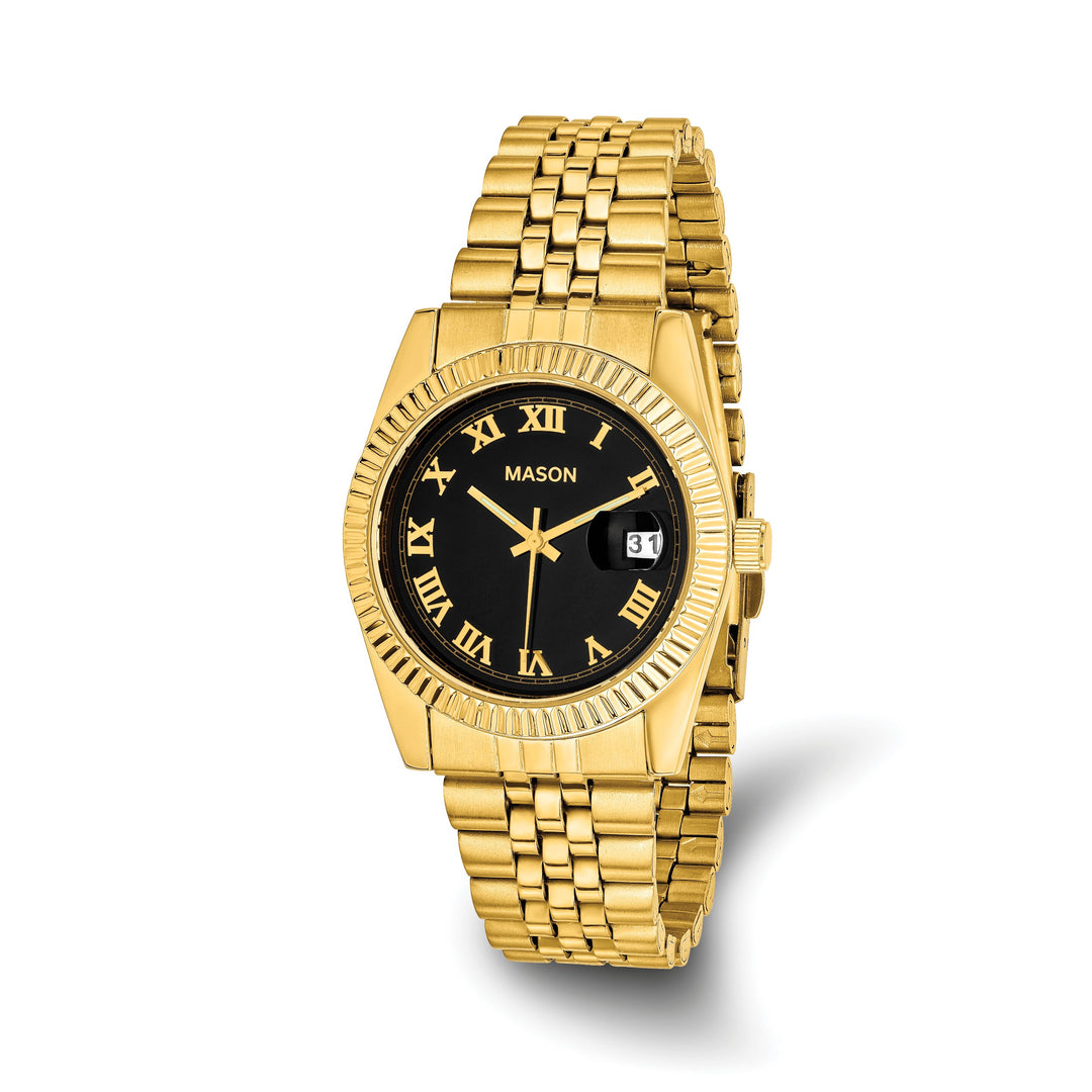 Mason Sales Ladies Gold-Plated Quartz Black Dial Watch