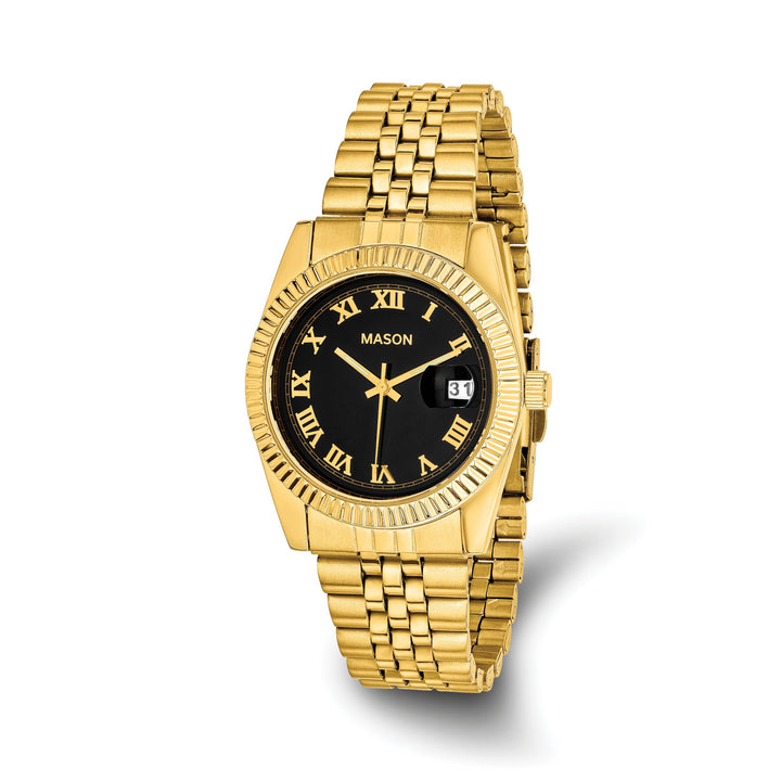 Mason Sales Ladies Gold-Plated Quartz Black Dial Watch