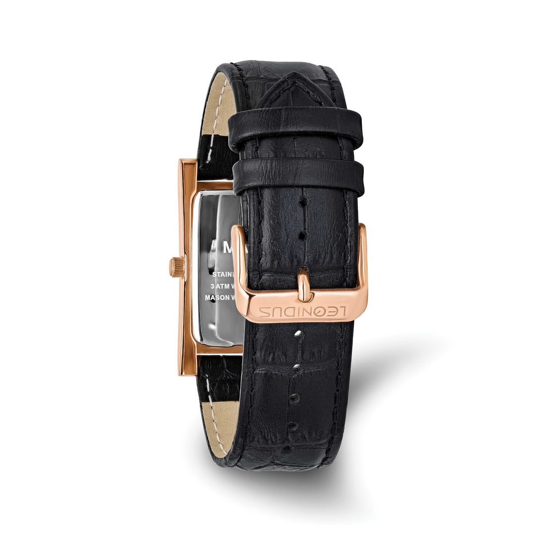 Mason Sales Ladies Rose Gold-Plated Quartz Leather Band Black Dial Wat