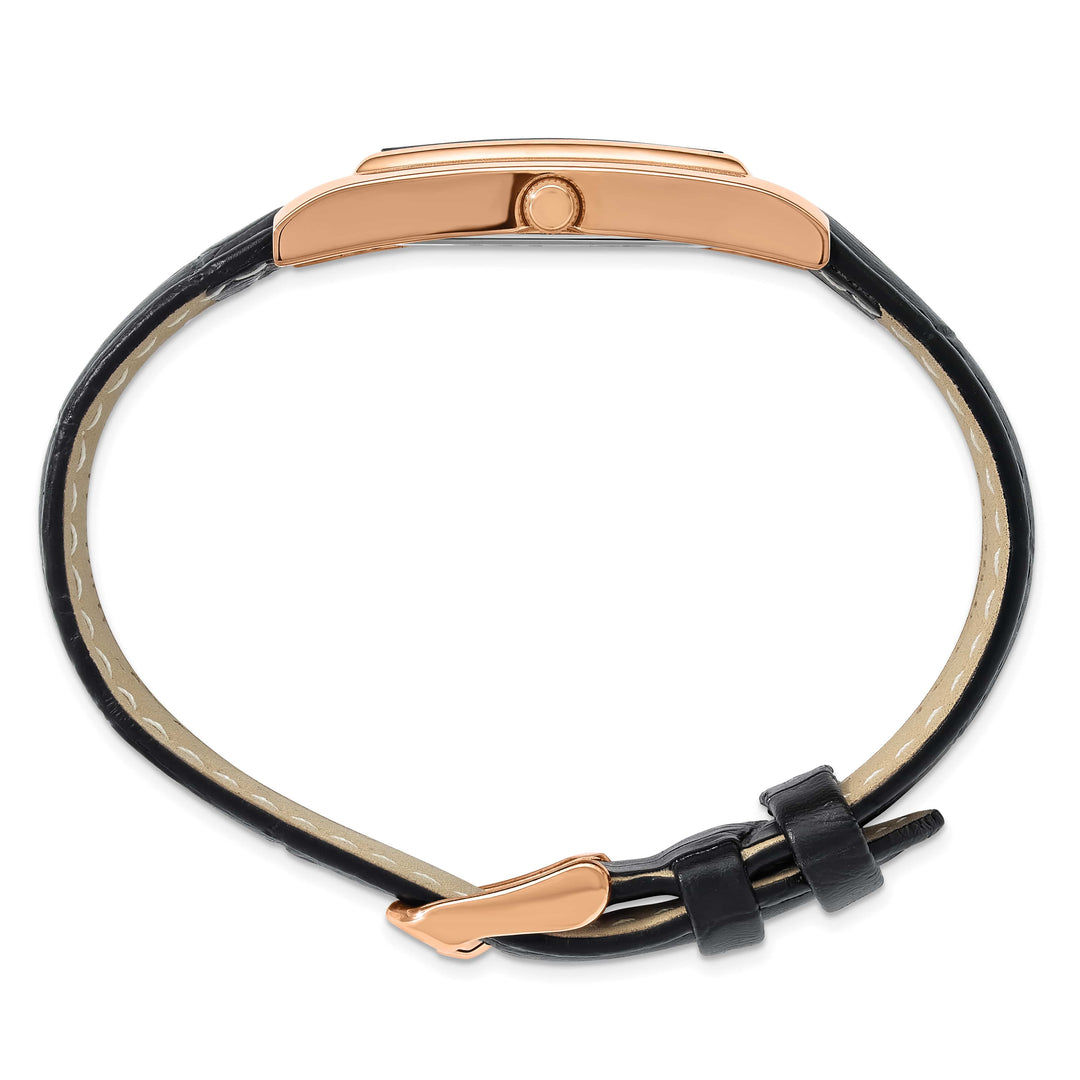 Mason Sales Ladies Rose Gold-Plated Quartz Leather Band Black Dial Wat