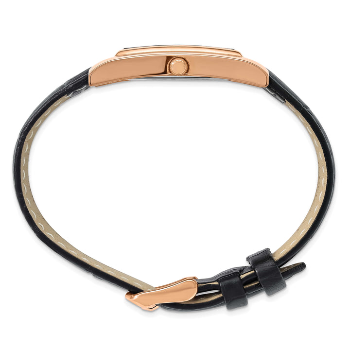 Mason Sales Ladies Rose Gold-Plated Quartz Leather Band Black Dial Wat