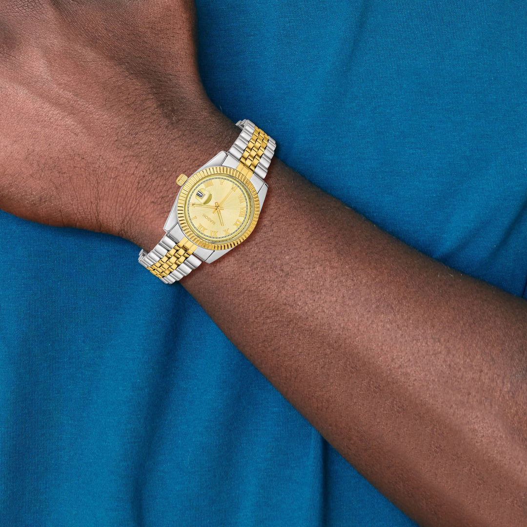 Mason Sales Ladies Two-Tone Quartz Gold Dial Watch