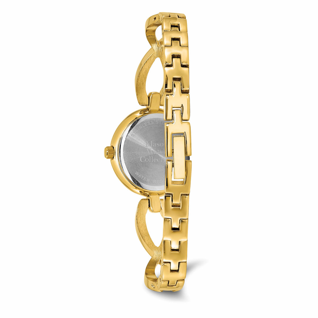 Mason Sales Ladies Yellow IP Quartz Black Dial Watch