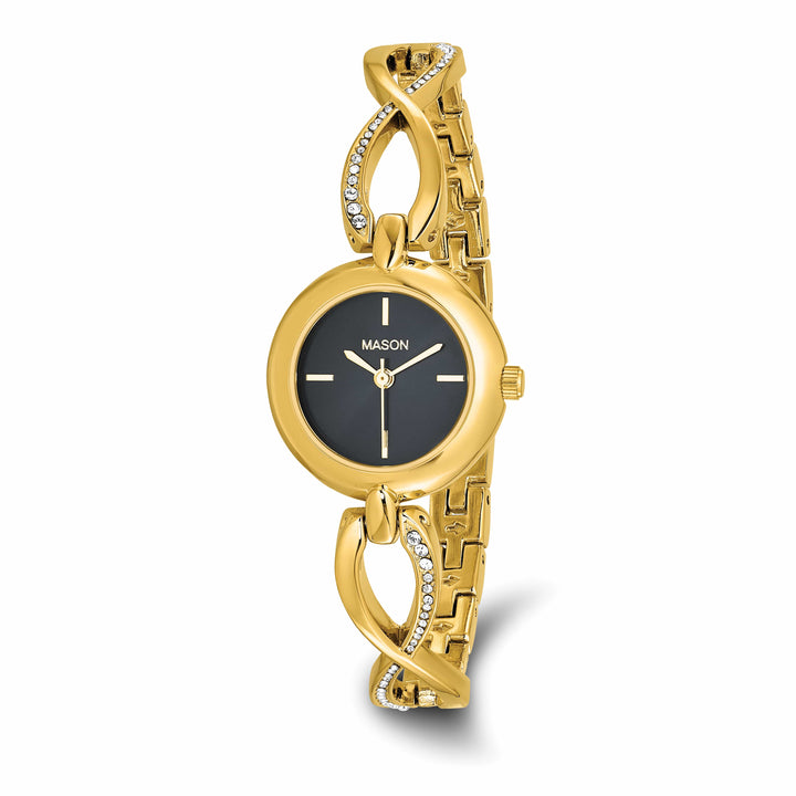Mason Sales Ladies Yellow IP Quartz Black Dial Watch