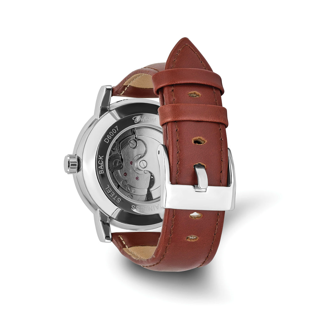 Mason Sales Men's Black IP Chronograph Automatic Leather Band Watch