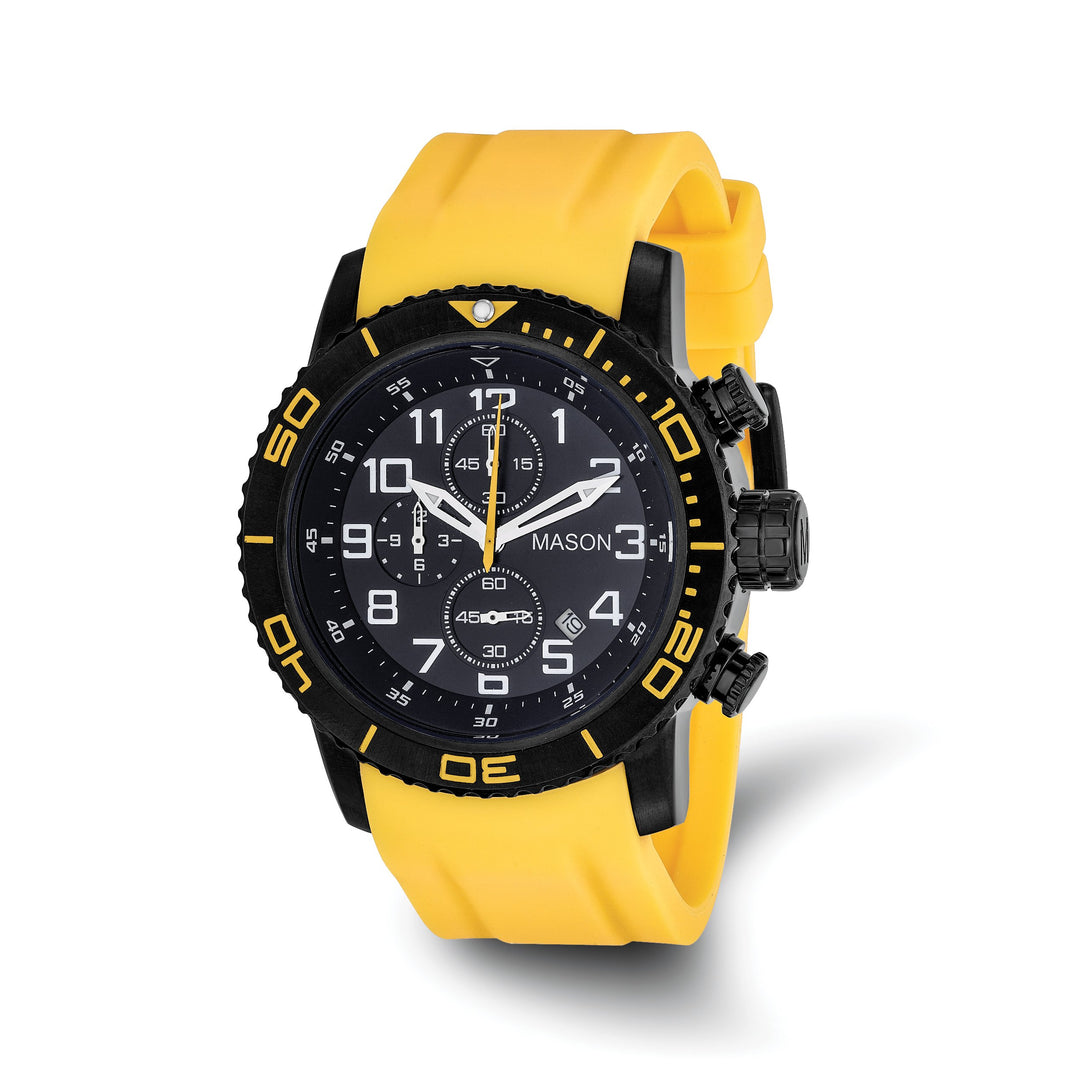 Mason Sales Men's Black IP Chronograph Quartz Silicone Band Watch