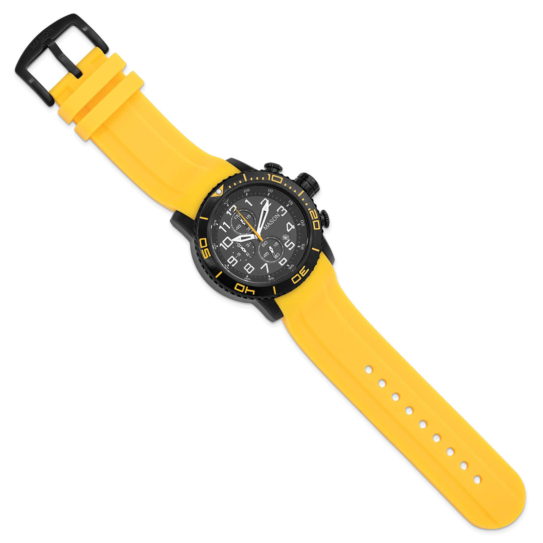 Mason Sales Men's Black IP Chronograph Quartz Silicone Band Watch