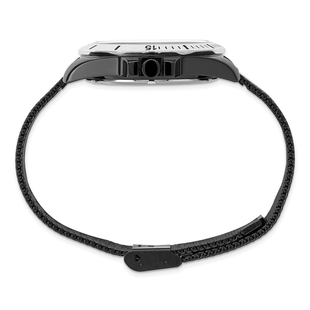 Mason Sales Men's Black IP Date Quartz Mesh Band Blue Dial Watch