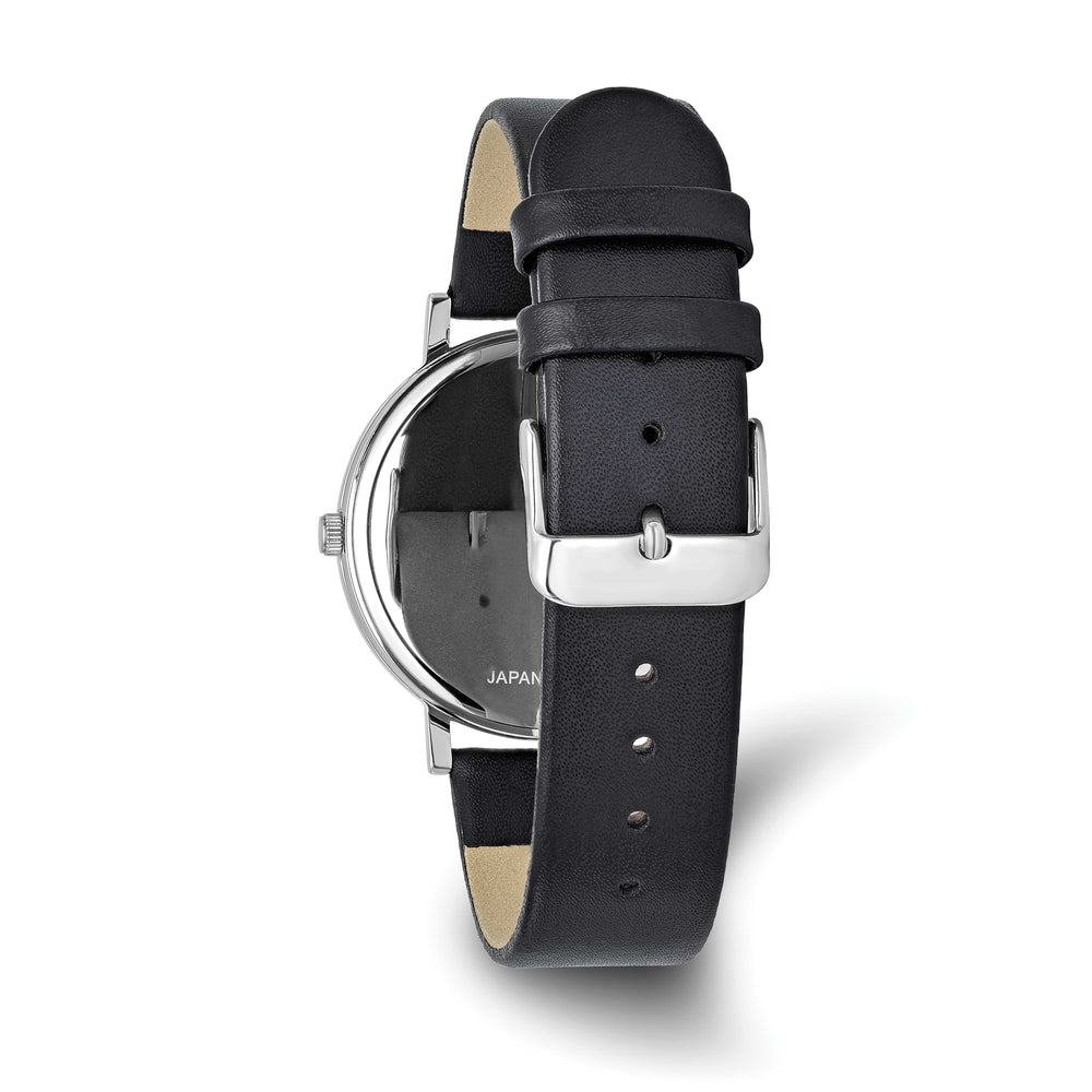 Mason Sales Men's Black IP Quartz Leather Band Watch