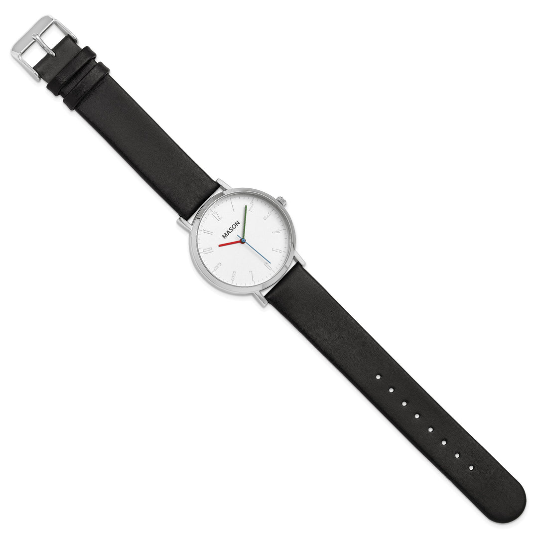 Mason Sales Men's Black IP Quartz Leather Band Watch
