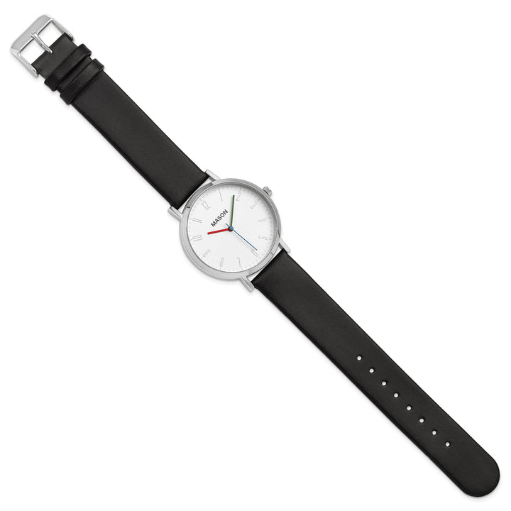 Mason Sales Men's Black IP Quartz Leather Band Watch