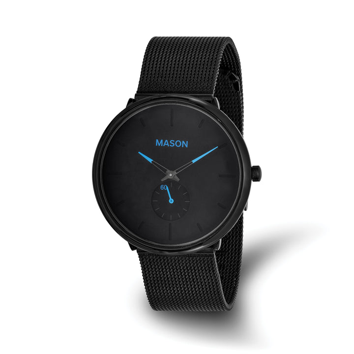 Mason Sales Men's Black IP Quartz Mesh Band Black Dial Watch
