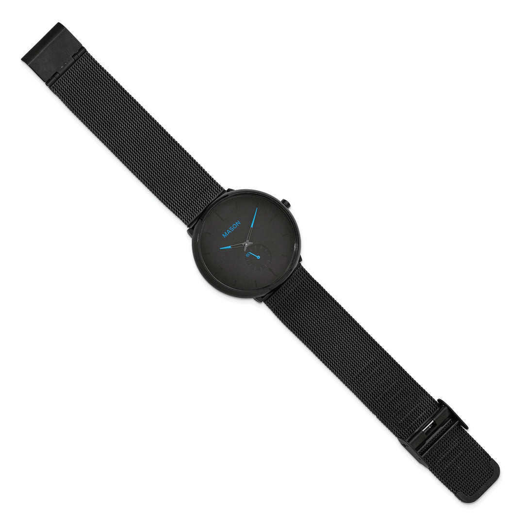 Mason Sales Men's Black IP Quartz Mesh Band Black Dial Watch