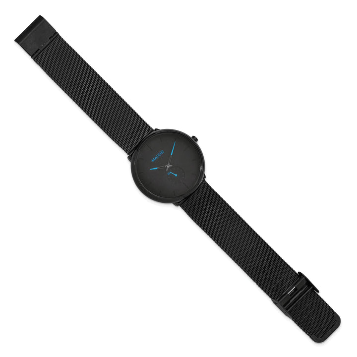 Mason Sales Men's Black IP Quartz Mesh Band Black Dial Watch