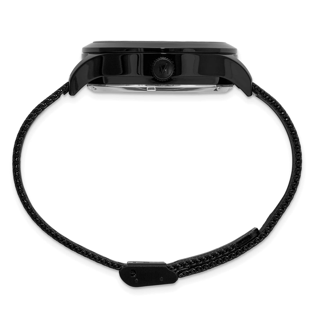 Mason Sales Men's Black IP Skeleton Automatic Mesh Band Black Dial Wat