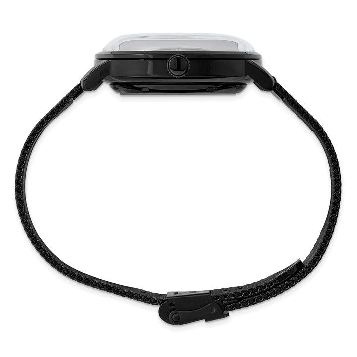 Mason Sales Men's Black IP Skeleton Automatic Mesh Band White Dial Wat