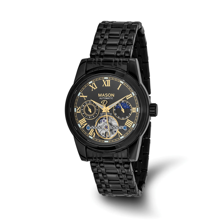 Mason Sales Men's Black IP Skeleton Automatic Watch