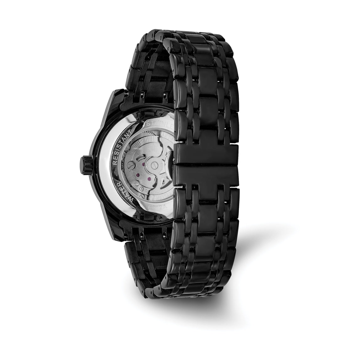 Mason Sales Men's Black IP Skeleton Automatic Watch