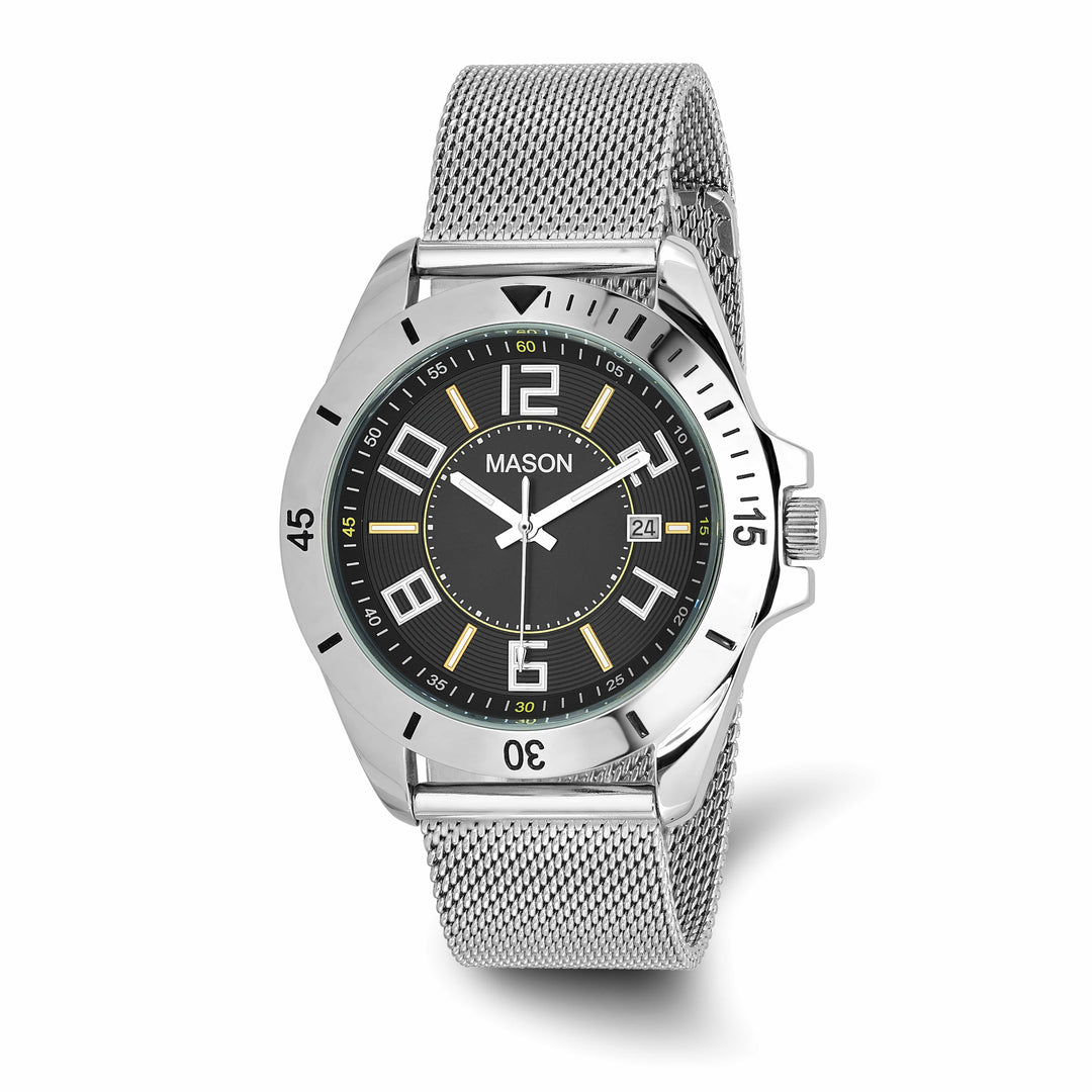 Mason Sales Men's Date Quartz Mesh Band Black Dial Watch