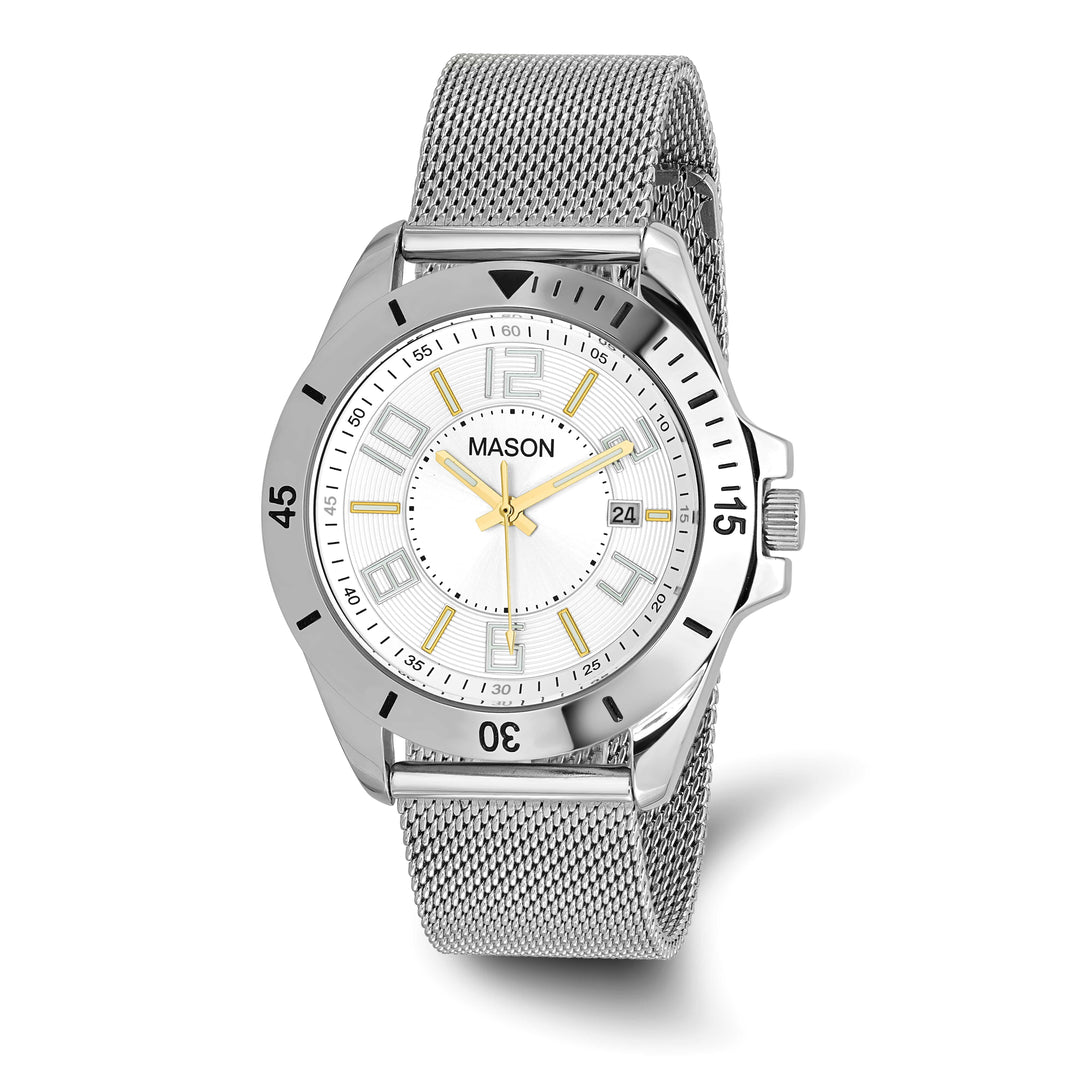 Mason Sales Men's Date Quartz Mesh Band Silver Tone Dial Watch