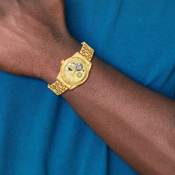 Mason Sales Men's Gold-Plated Skeleton Automatic Gold Dial Watch