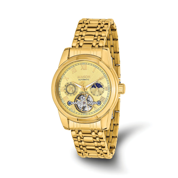 Mason Sales Men's Gold-Plated Skeleton Automatic Gold Dial Watch