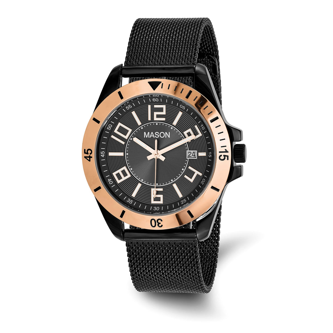 Mason Sales Men's Rose Gold-Plated Date Quartz Mesh Band Watch