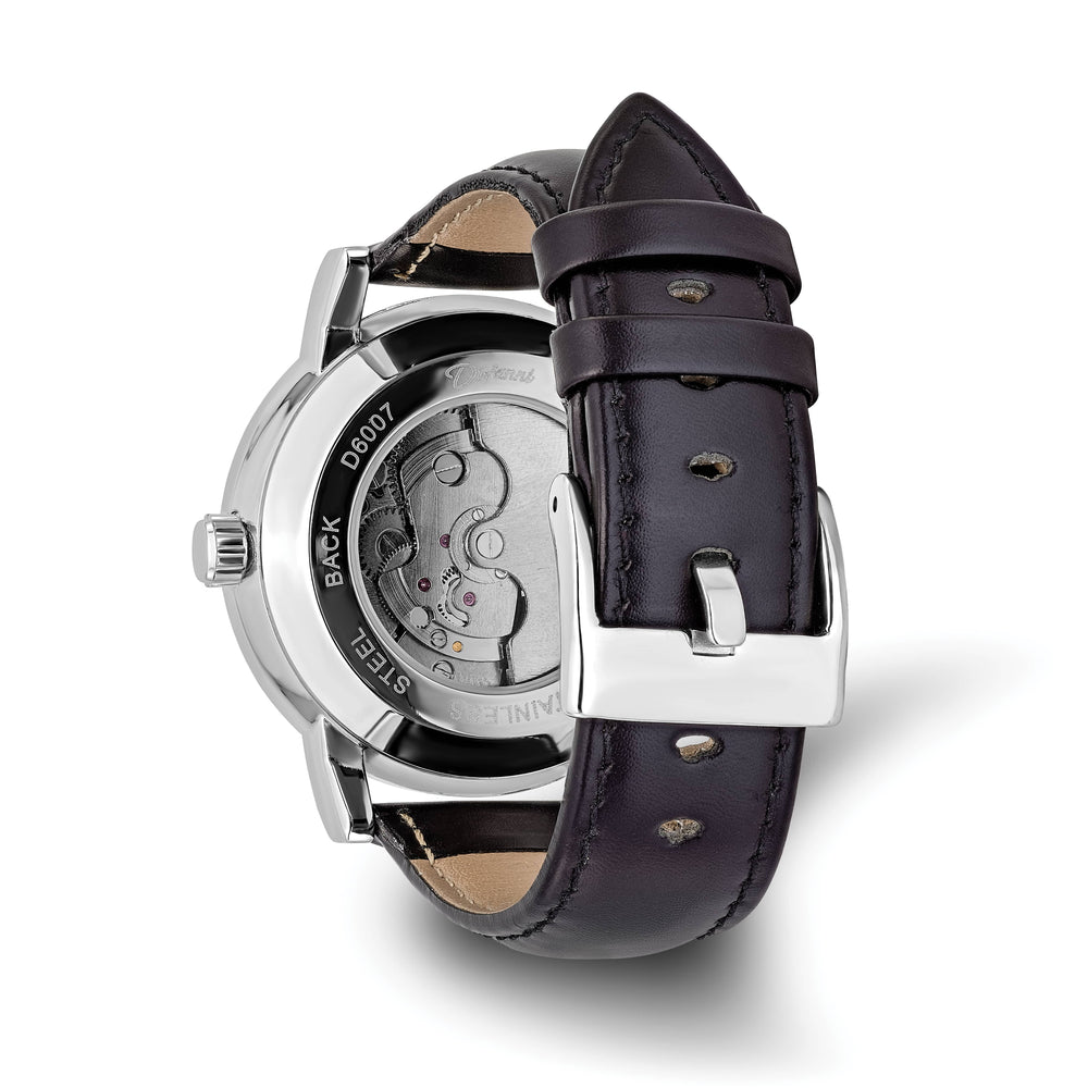 Mason Sales Men's Skeleton Automatic Leather Band Watch