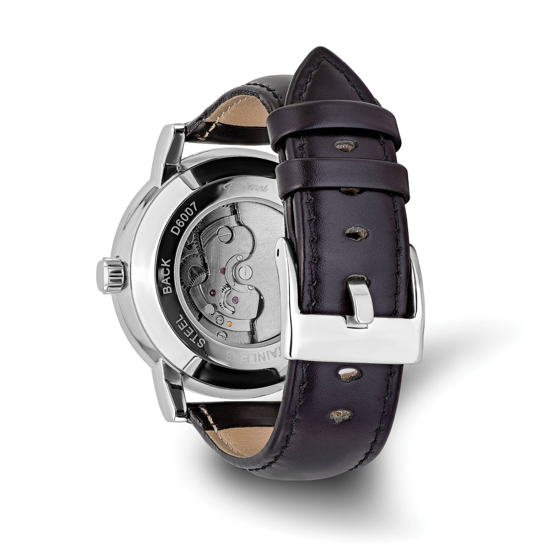 Mason Sales Men's Skeleton Automatic Leather Band Watch
