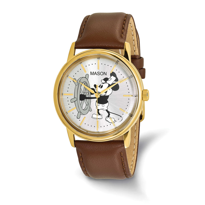 Mason Sales Men's Steamboat Willie Quartz Leather Band Watch