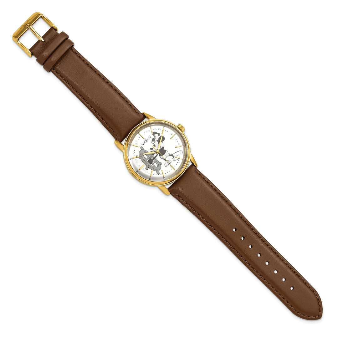 Mason Sales Men's Steamboat Willie Quartz Leather Band Watch