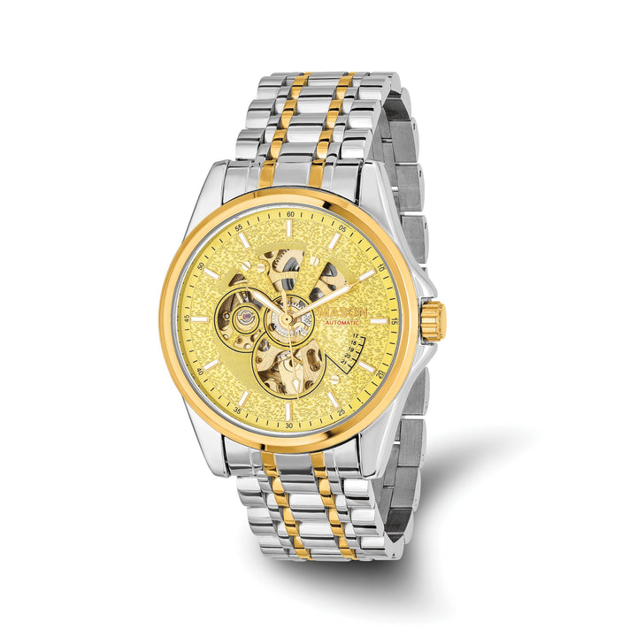 Mason Sales Men's Two-Tone Skeleton Automatic Gold Dial Watch