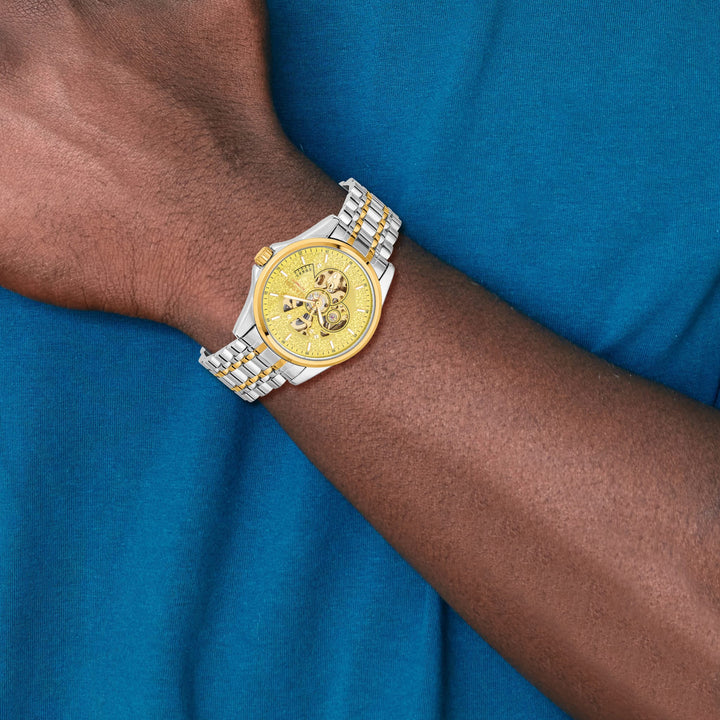 Mason Sales Men's Two-Tone Skeleton Automatic Gold Dial Watch