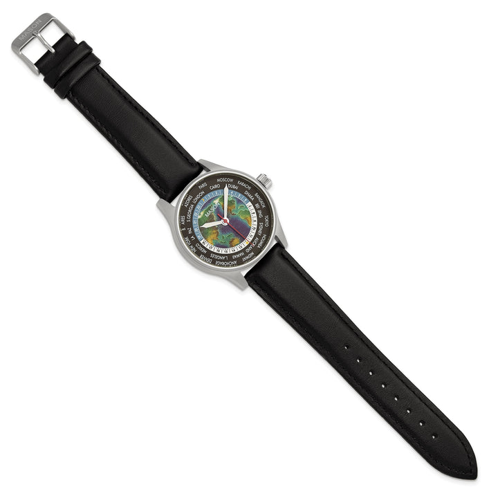 Mason Sales Men's World Map Quartz Leather Band Watch